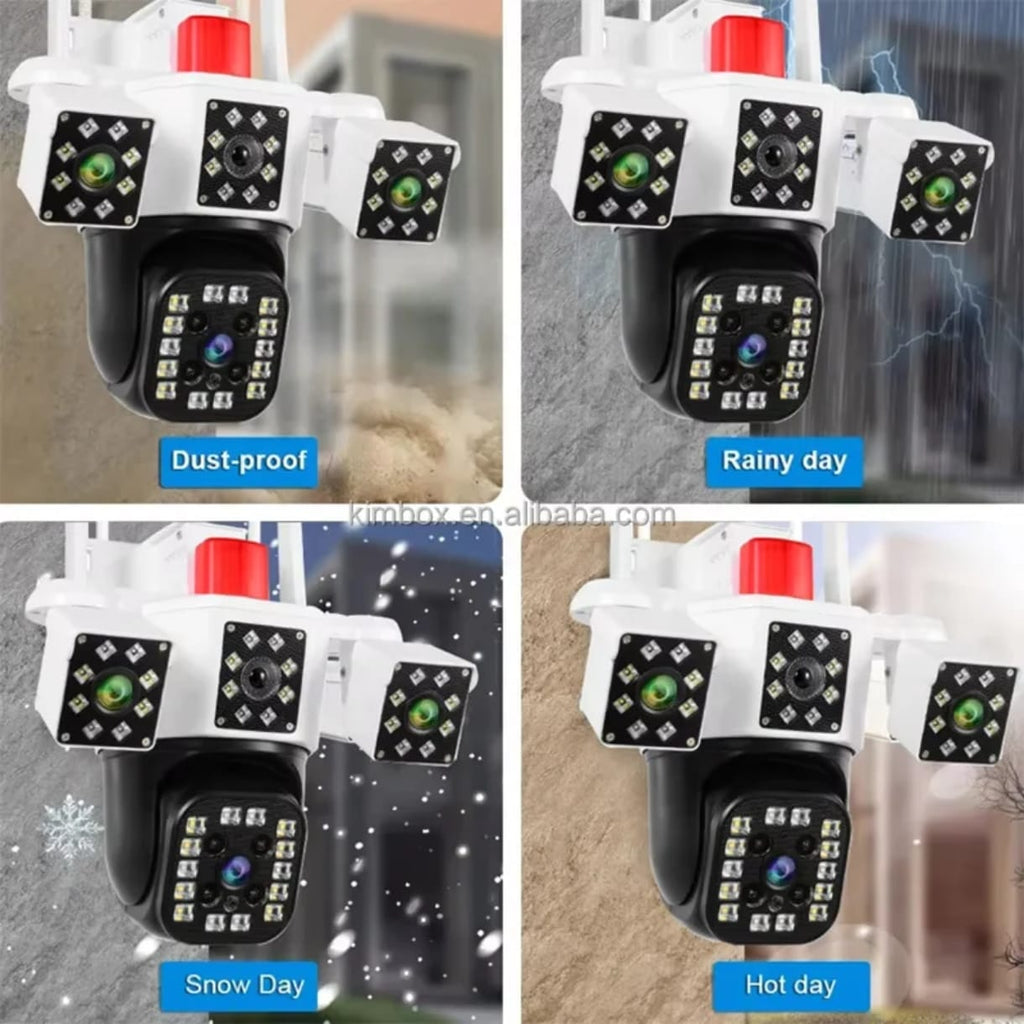 Camara 3 Lentes Seguridad Wifi Sirena 4K